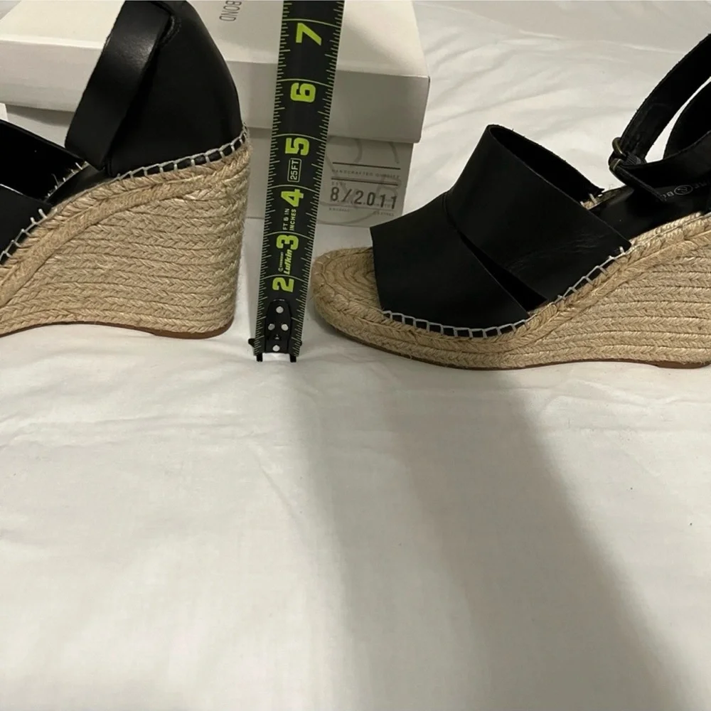Treasure & Bond Black Leather Sannibel Wedges EUC